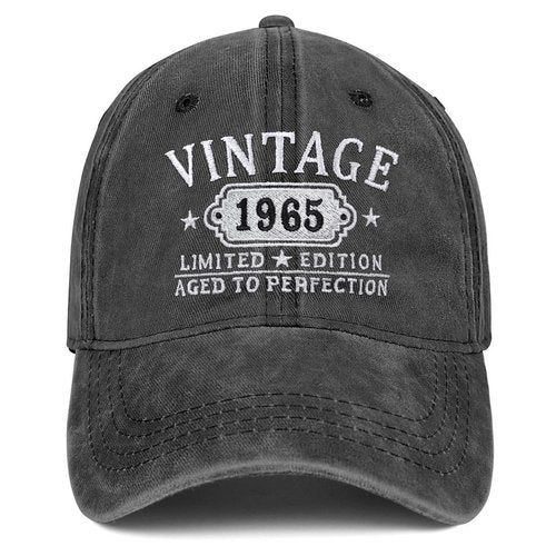 Happy 60th Birthday Gifts for Women Man Vintage 1965 Baseball Cap Funny Gifts Ideas (Black)