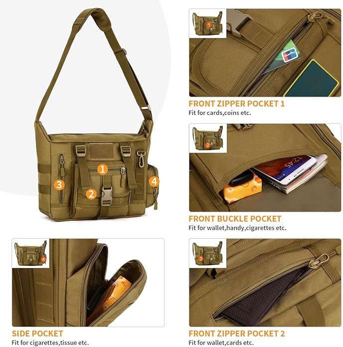 HUNTVP Tactical Messenger Bag Shoulder Bag Cross Body Bag Belt Sling Bags Laptop For Working Cycling Hunting Camping