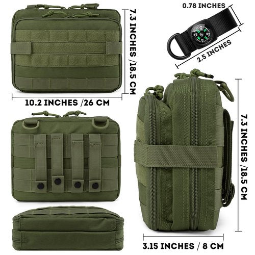 IronSeals Tactical Admin Pouch Expandable Double Layer Molle Attachment EDC EMT Utility Pouch with Map Sleeve Modular Large Capacity Tool Pouch Flag Patch Included