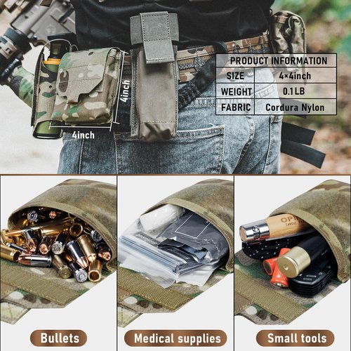 Lonloke Tactical Micro MOLLE Mini Mini Trauma Kit Admin Pouch Lightweight Mini Medical Ifak Bag Small EDC EMT Belt Gear Organizer Pack. (MC)