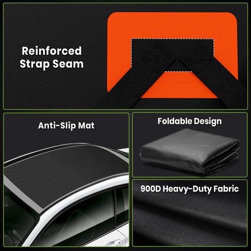 APTY 21 Cubic Feet Car Rooftop Cargo Bag Carrier, Soft Roof Top Luggage Bag for All Vechicles with/Without Rack - with Waterproof Zip, Anti-Slip Mat, Luggage Lock, Storage Bag, Door Hooks, Orange