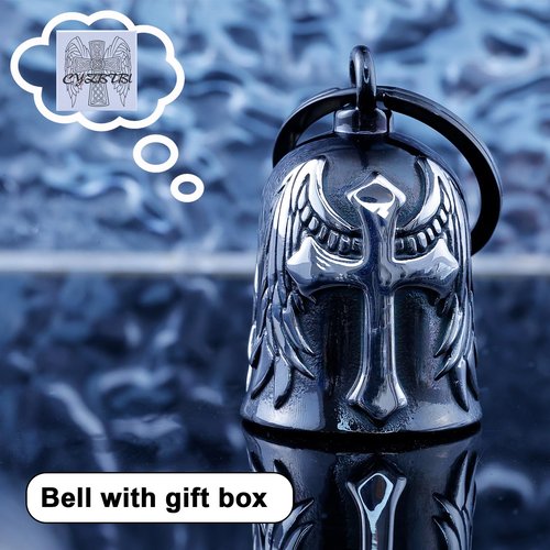Motorcycle for Bells - Motorcycle Angel Bell for Men Women,Bell Biker Accessory,Guard Riding Safety (Cross Black) (Black Silver)