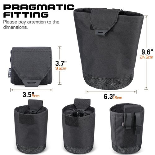 WYNEX Molle Tactical Dump Pouch, Tactical Mag Recovery Dump Pouch with Cord-Adjustable Collar Foldable Roll Up Utility Pouch Drawstring Mesh Bottom Dump Bag for Dynamic Shooting Hunting