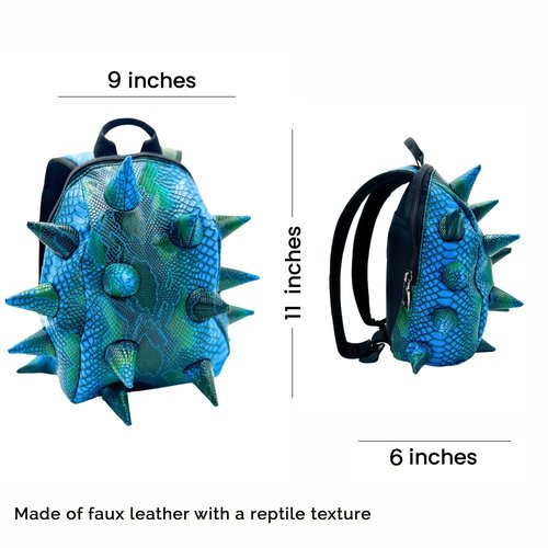Madpax Blue Mamba Spike Mini Travel Backpack | Edgy Faux Leather Bag with Spikes, Compact Design, Durable & Water-Resistant | Ideal for Everyday Use, or Work