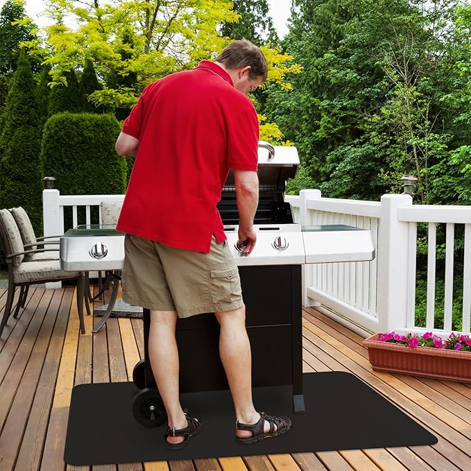 FLASLD Fireproof Under Grill Mat, 60x32 inch Grill Protector Under Desk, Outdoor BBQ Deck Mat for Fire Pit, Grill, Fireplace, Stove, Smoker