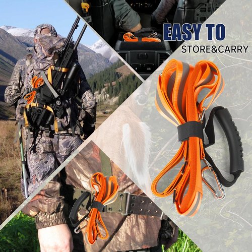 CROSSHIP Deer Drag Harness Hunting Gear, Heavy Duty Safe Reflective Drag Rope Deer Pulling Harness, with Adjustable Shoulder Strap & Non-Slip Handle, Quick & Easy Prey Transport Hunting