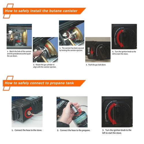 Dual Fuel Camp Stove with Windblocker, Propane or Butane Stove10000 BTU With Propane Adapter Hose and Carrying Case Propane Stove for Camping,Gas Portable Stove for Huting, Hiking（Fuel not included）
