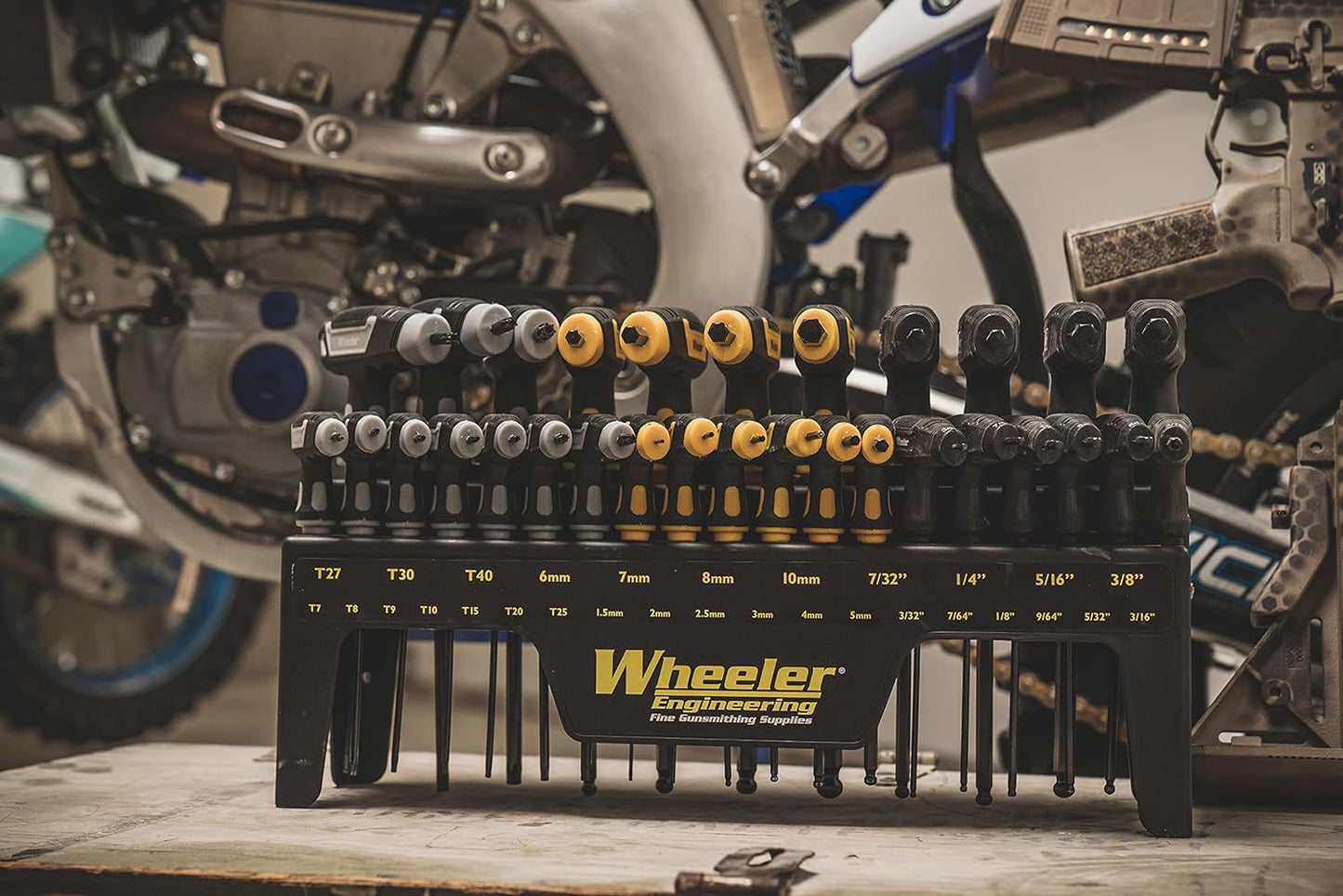 Wheeler 30 Piece SAE/Metric Hex and Torx P-Handle Set for Pistol Rifle Handgun Gunsmithing Rebuild and Maintenance, Black, Yellow, Gray