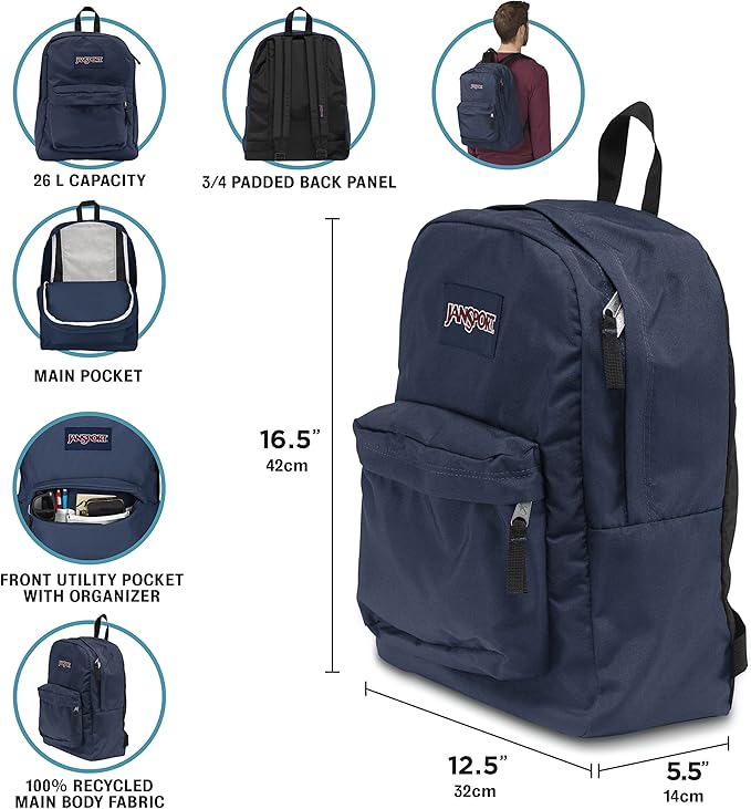 JanSport SuperBreak One Backpack - Durable, Lightweight Bookbag with 1 Main Compartment, Front Utility Pocket with Built-in Organizer - Premium Backpack, Peach Bum