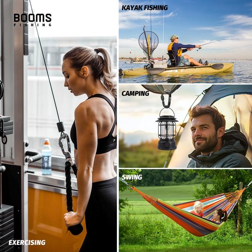 Booms Fishing Locking Carabiner Clip: 3.1" Heavy Duty Black Carabiner Clip 12kN/2697lbs Large Aluminum Carbiner for Camping Hiking Gym Hammock Key Backpack Dog Leash Carbineers Keychain Hook 4PCS CC11