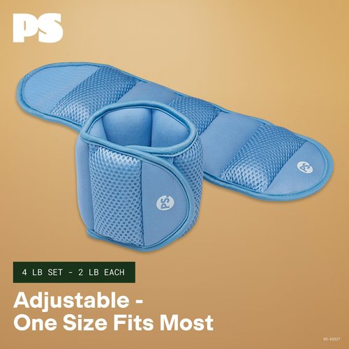 POPSUGAR Soft Wrist and Ankle Weights, 2 x 2 lb (Periwinkle) Wearable Weights, Strengthens, Tones & Sculpts, Adjustable Ankle Weights for Work from Home Fitness, Gym Accessories for Women & Men