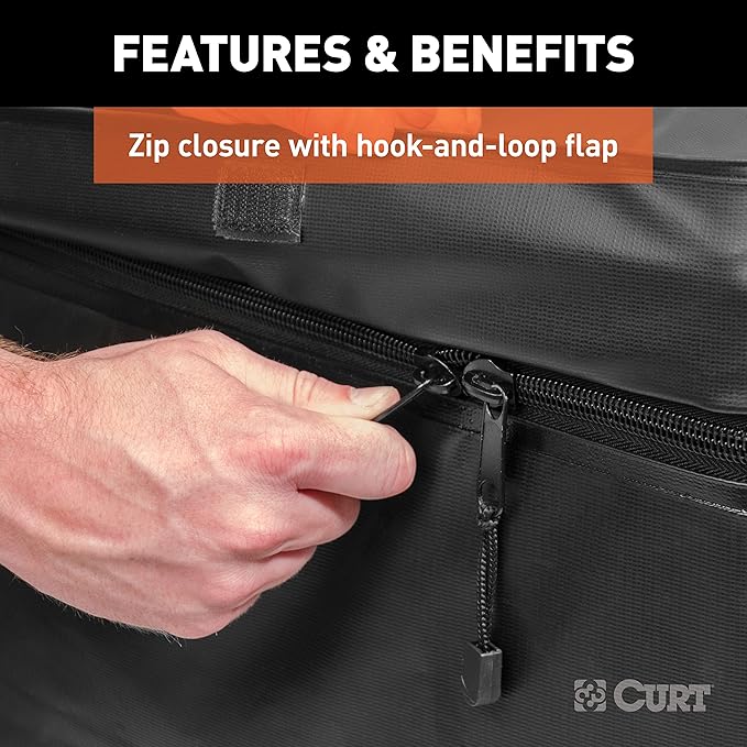 CURT 18210 56 x 18 x 21-Inch Weather-Resistant Black Vinyl Cargo Bag for Hitch Carrier