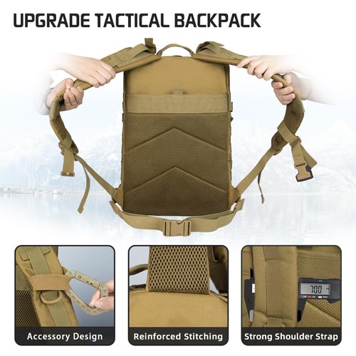 Ogguno 45L Military Tactical Backpacks For Men Trekking Daypack Bug Out Bag Lage MOLLE 3 Day Assault Pack Camping Hiking - Khaki Pack