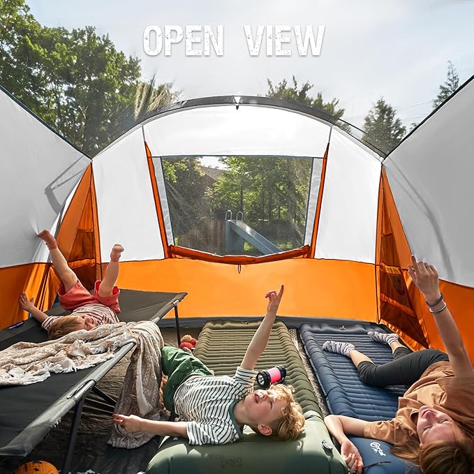 PORTAL 6/8/10 Person Family Camping Tent with Screen Room, Water Resistant Big Tunnel Tent with Rainfly, Large Family Tent for Outdoor Camping, Party