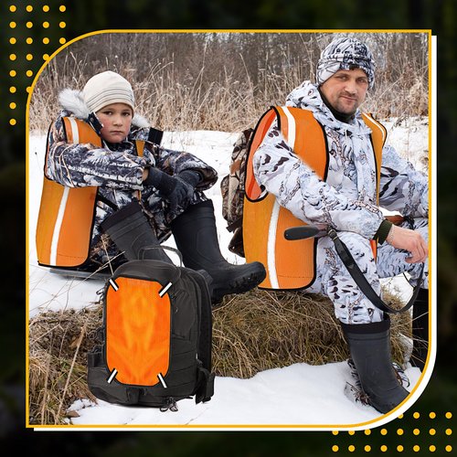 Copkim 8 Pcs Blaze Orange Mesh Hunting Vest and Panel Set High Visibility Mesh Panel Orange Hunting Vest for Men Women Hiking Backpack Camping Tents Blinds