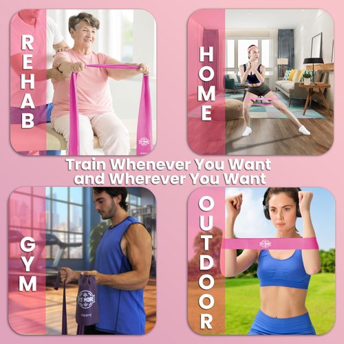 Resistance Bands Set with Online Workouts Included - Loop & Flat Bands | Ideal for Home Fitness, Pilates, Yoga, Rehab, Tone & Sculpt