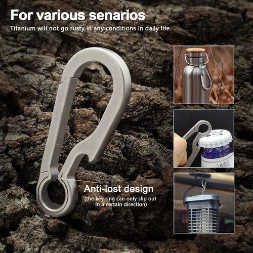 PJYTAC Titanium Carabiner Clip Small Backpack Clip Black Hook Heavy Duty Keychain Clips Anti-Lost Quick Release Key Chain for Keys Bottle Opener Keychain
