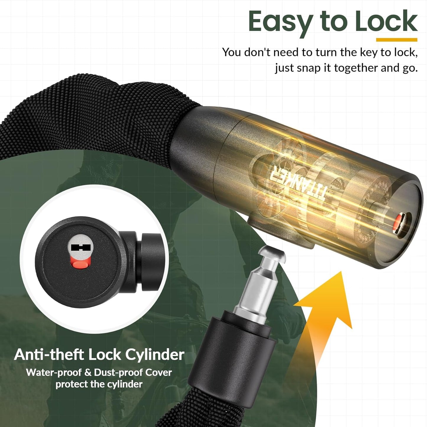 Titanker Heavy Duty Bicycle Lock Chain with Keys - 3 Feet Anti-Theft Lock for Bikes, Motorcycles, Doors, Gates, Fences, Grills (6mm Thick)