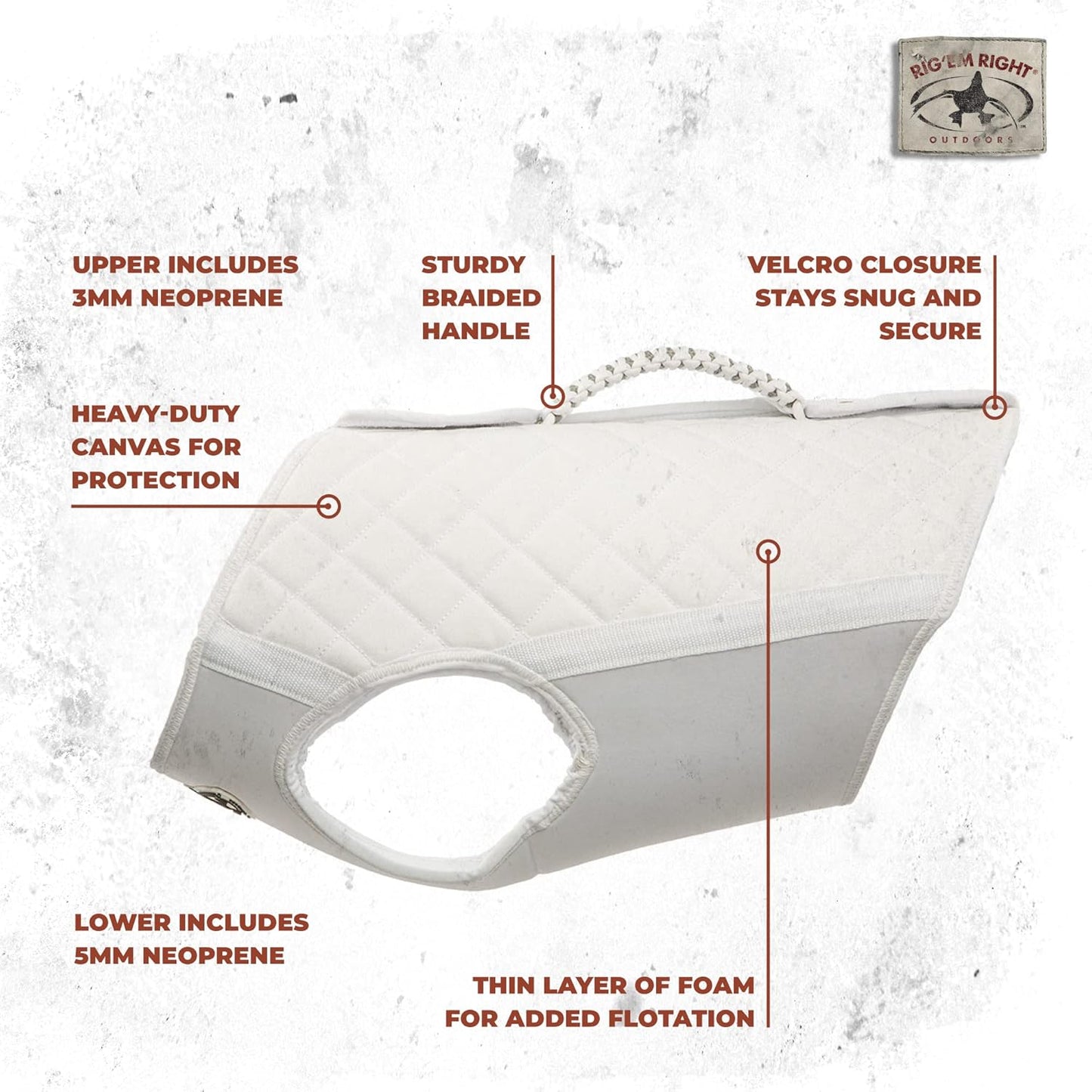 Rig'Em Right Waterfowl Bloodline Elite Dog Vest for Duck Hunting with Ultra Comfortable 3mm Neoprene 3-Layer Construction, Flotation Foam, Heavy-Duty Canvas, and More (Optifade Marsh, L)