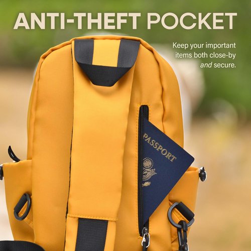 Nupouch Lightweight Yellow Sling Bag for Men and Women - Anti Theft Womens and Mens Crossbody Bag with Reflective Zipper