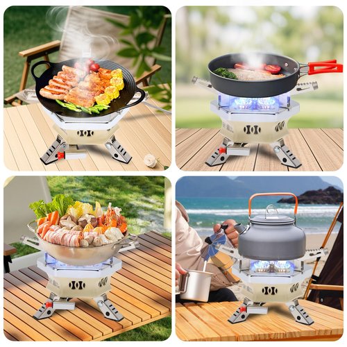 Portable Camping Gas Stove 11800W Wind Proof Foldable Camping Stove Backpacking Stove for Outdoor Hiking Picnic