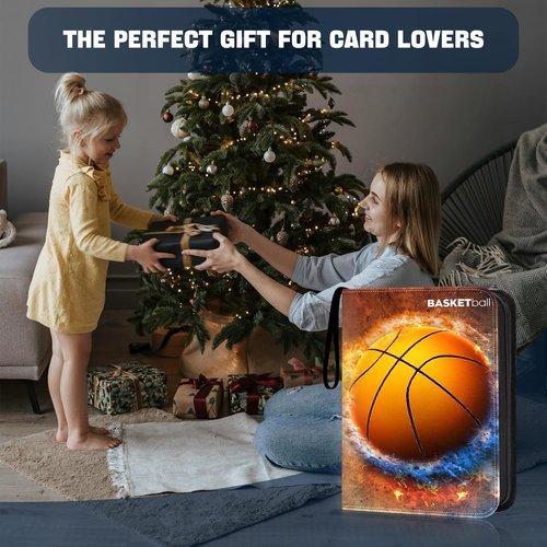 HESTECH Basketball Card Binder with Sleeves 900 Pockets Ring Trading Playing Collection Card Holder Photo Albums Storage Large Organizer Big Case with 50 Pages Removable Sleeves for Sports Game Cards