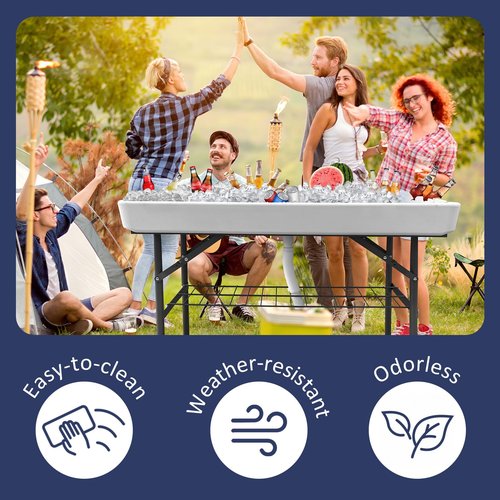 HiEthan Folding Ice Table with Drain 4ft,Foldable Outdoor Cooler Table,Foldable Patio Cooler Table for Party,Picnic,Wedding,Camping,BBQ.