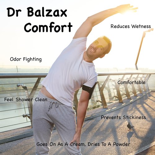 Dr. Balzax Comfort Anti-Chafing Cream, Odor Control, Aluminum-Free, Talc-Free, Sweat Defense. Prevents Skin Chafing & Irritation. Trusted Protection. Quick Drying Formula for Private Parts Hygiene