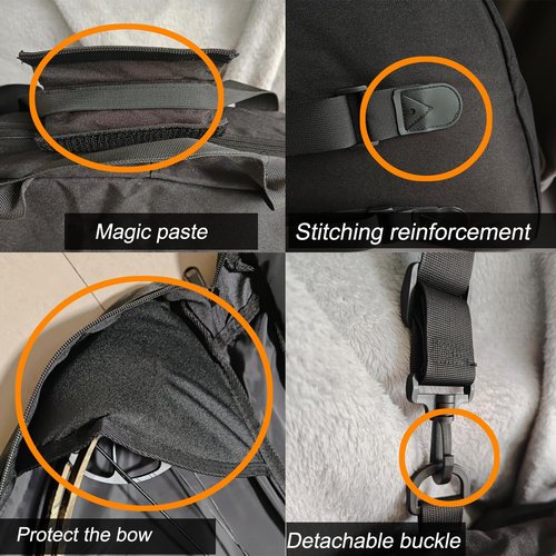 e5e10 Compound Bow Case Soft Bow Padded Case Light-Weight Bow Carry Bag with Arrows Pocket & 3 Multipurpose Storage Pockets Carrying for Archery Accessories (36", Black)