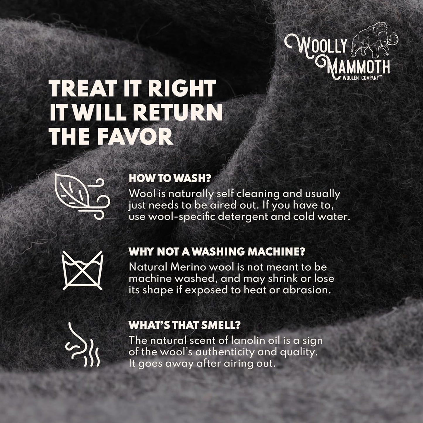Woolly Mammoth Woolen Co. | Extra Large Merino Wool Camp Blanket | Perfect Outdoor Gear | Bedroll for Bushcraft, Camping, Trekking, Hiking, Survival, or Throw Blanket at the Cabin (Gray), 66" x 90"