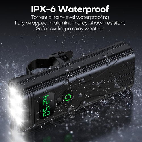 Bike Lights Set, Ultra-Long Battery Life 9000 Lumen Bike Light for Night Riding, Bike Headlight and Rear, IPX6 Waterproof, All-Aluminum Construction – Ideal for Mountain, Road, and City Cycling