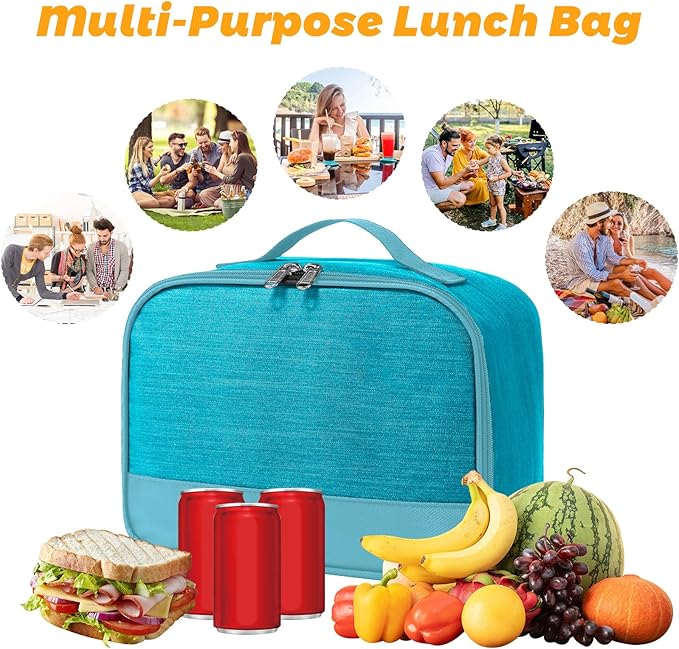 Lunch Box for Men - Reusable Lunch Bag Men Adult Women- Insulated LunchBox for Office Hiking Camping (Azure)