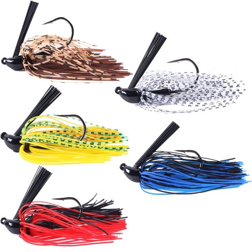 LURESMEOW Bass Jigs Fishing Jigs Swim Jigs for Bass Fishing Swim Jig Football Jigs Silicone Skirts Weedless Jig Head for Freshwater Saltwater,5pcs/Box