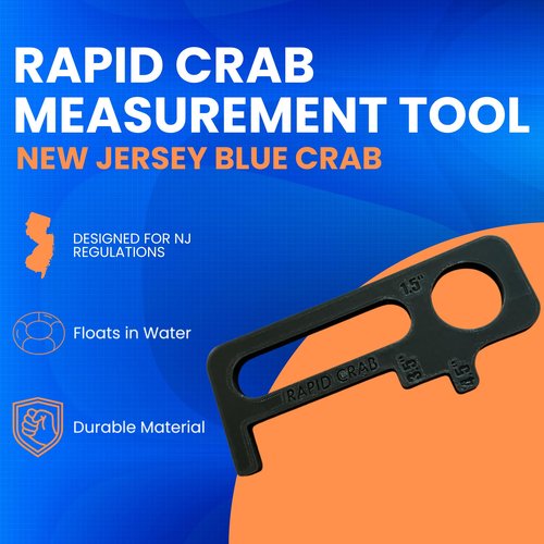 Crab Measurement Tool for Blue Crabs & Clams | NJ Regulation 3.5" Soft Shell, 4.5" Hard Shell | Floating Crab Gauge with Handle | 1.5" Clam Hole | Crabbing Gear & Supplies, Crab Fishing