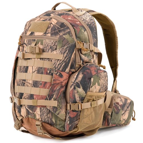 MOPHOTO 900D Waterproof Hunting Backpack for Men, 35L Large Durable Hunting Day Pack with Bow/Rifle Holder，Camo Hunting Pack with Rain Cover and Multiple Organized Pockets