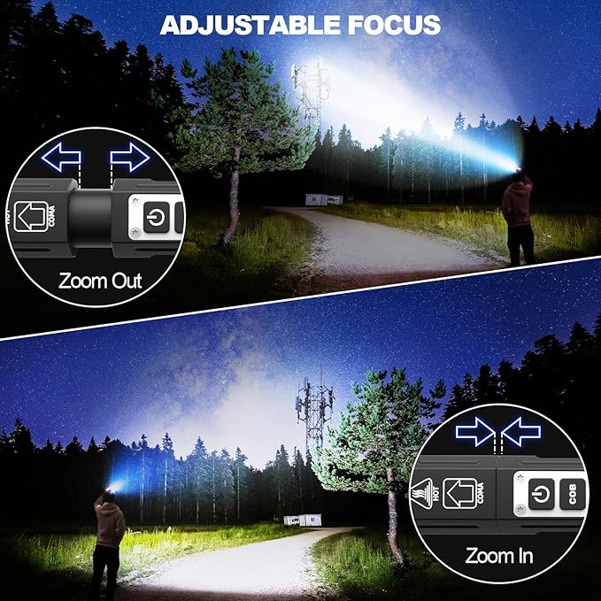 Banral Rechargeable Flashlights High Lumens - 20,000LM Super Bright Small Pocket Magnetic Flashlight, 8 Modes LED Tactical Flash Light, Dual Button Powerful Flashlight for Camping (2, Pure Black)