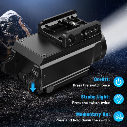 Dononr 1000 Lumens Pistol Light Green Beam Combo, Strobe Memory Function Compact Weapon Light with Adjustable Picatinny or GL Rail, USB Rechargeable Aluminum Tactical Flashlight, Battery Included