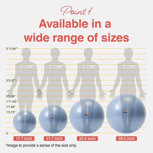 primasole Exercise Ball-Yoga Ball for alance Stability Fitness Workout Yoga Pilates at Home Office & Gym Birthing Ball for Pregnancy, Office Ball Chair. Home Gym Size 75CM 29.5inch