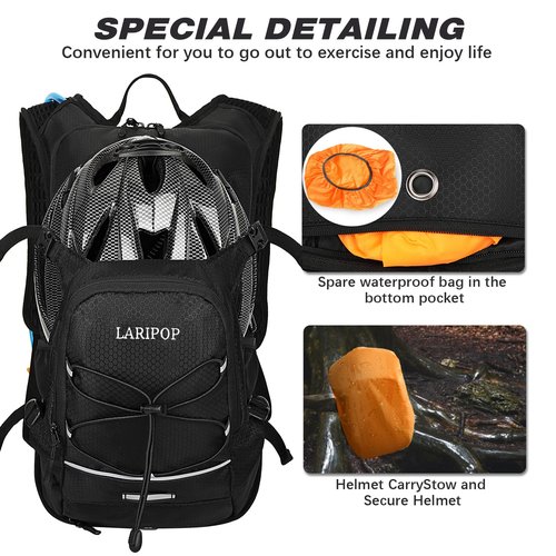 LARIPOP Hydration Backpack 18L with Water Bladder 2L Hiking Water Backpack Women Men Lightweight Hydration Pack Breathable Reflective Daypack with Storage for Cycling, Hiking, Biking, Running