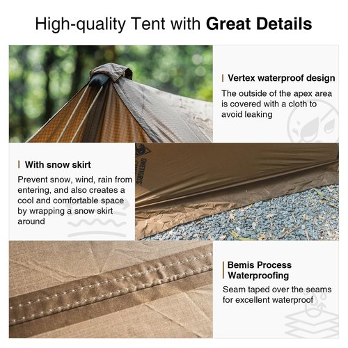 OneTigris Scarecrow Hot Tent, 3000mm Waterproof, Lightweight Weatherproof Tent with Stove Jack for Bushcrafters, Survivalists, Camping, Hiking, Car Trips