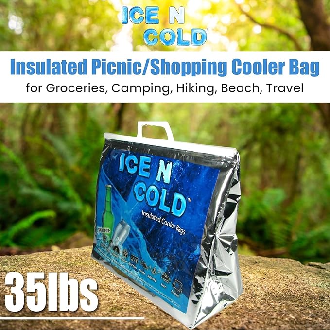 Insulated Cooler Bag - X-Large 40 lbs Capacity (Pack of 80) | Lightweight, Soft, Collapsible | Ideal for Groceries, Camping, Hiking, Beach, Travel