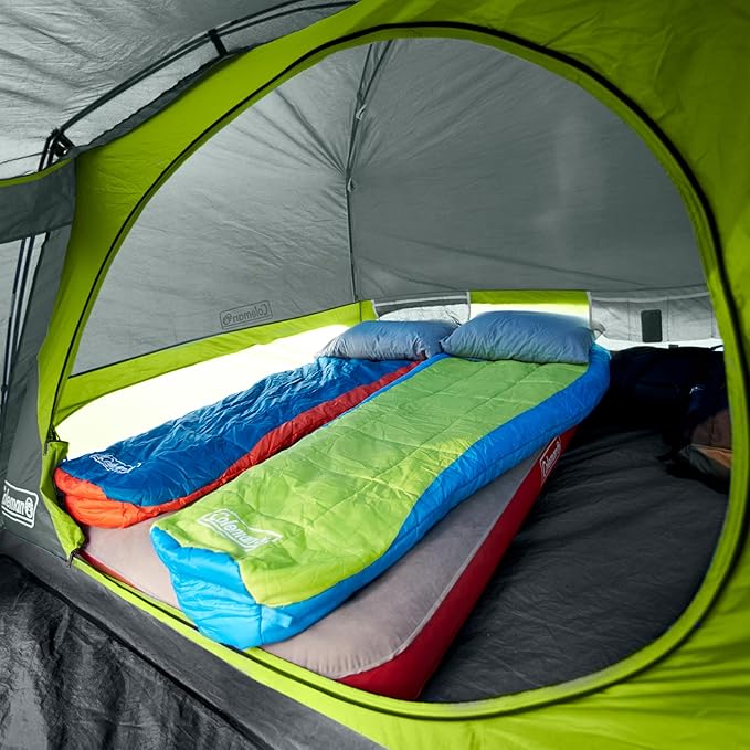 Coleman Skydome Camping Tent with Screened Porch & 5-Minute Setup, Weatherproof 4/6/8 Person Tent with Rainfly & Carry Bag, Made of PFAS-Free Materials