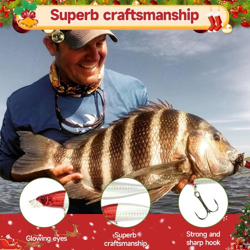 Cestluck Fishing Advent Calendar 2025 Adult Teen, 24 Days Fishing Lure Advent Calendar for Fisher Men Boys, Fishing Tackle, Xmas Christmas Countdown Surprise Gift for Father Grandpa Brother Boyfriend