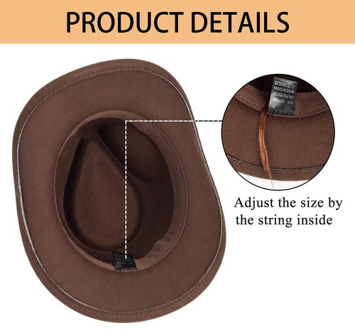 Western Cowboy Cowgirl Hat for Kids Boys Girls Felt Fedora Hats (for Kids 3-6 Years) (US, Age, 4 Years, 8 Years, Coffee)