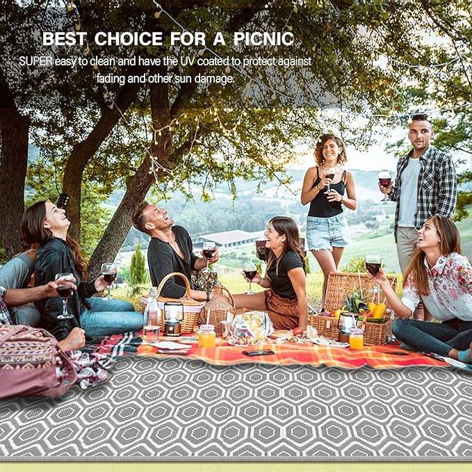 Camping Rugs, Clearance Plastic Straw Rug Weatherproof Reversible, Large Floor Mat for Outdoors, RV, Patio, Backyard, Deck, Picnic, Beach, Trailer, Camping