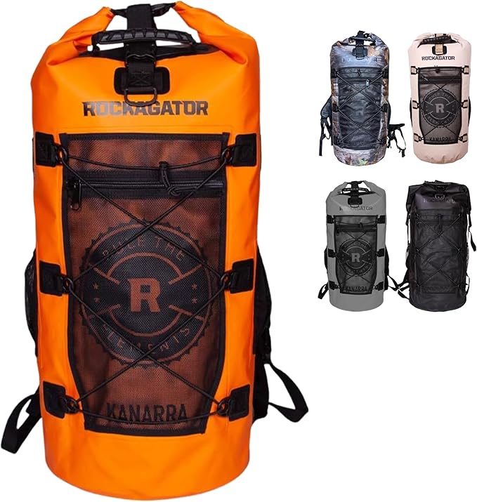 Kanarra 90L Waterproof Backpack for Camping, Hiking, Mountaineering, Backpacking, Hunting, Fishing, Canoeing, Outdoor Activities, The Wet Outdoors - Large Capacity, Roll Top Closure, Orange