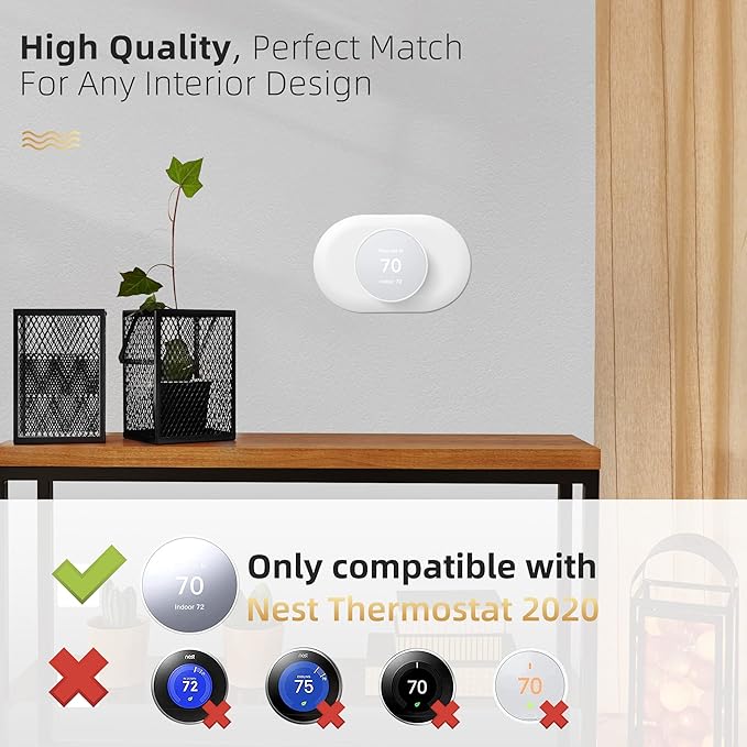Compatible with Google Nest Thermostat 2020 Wall Plate Cover, Nest Thermostat Trim Kit, Nest Thermostat Wall Plate Cover, Nest Thermostat Accessory Easy Installation - Snow