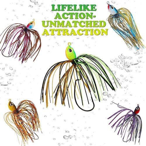 LUCKYFISHING Bass Jigs Swinging Swim Jigs for Bass Fishing Jigs Weedless Fishing Lures for Bass Pike Walleye Muskie Swinging Bass Jigs-3/8oz(10g)-3/0-5pcs