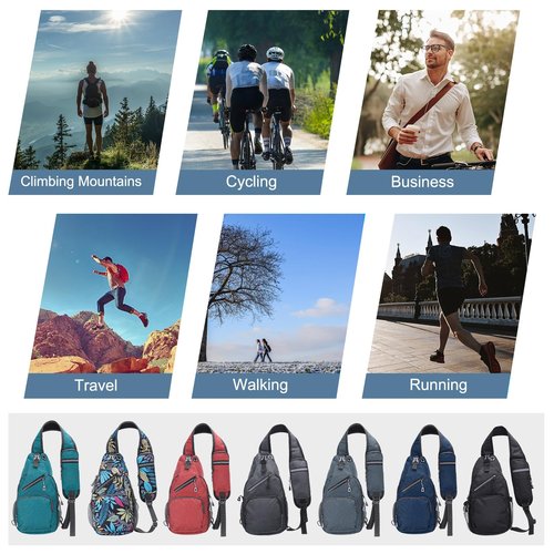 DTGN Oxford Small Sling Bag - 7.48"x15" (LXH) - Good for Women Men Hiking Travel Cycling - Multipurpose Crossbody Backpack Casual Packs with Headphone Jack - Light Gray