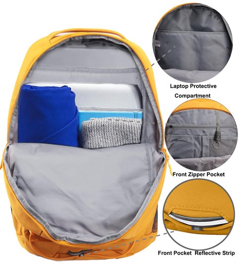 KEOFID Casual Backpack for Men and Women, Hiking Backpack for Travel, Black Daypacks for Sports, College, Water Resistant(Yellow)